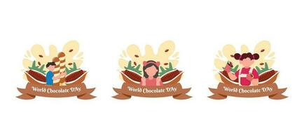 mondo cioccolato giorno piatto fascio design illustrazione vettore