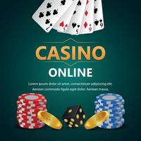 gioco d'azzardo realistico del casinò con chip di carte da gioco vettoriali e monete d'oro