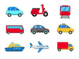 impostato di mezzi di trasporto icone con piatto stile isolato su bianca sfondo. semplice trasporti vettore collezione