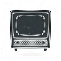 silhouette di analogico retrò tv con di legno corpo, segnale e canale selettore. vettore illustrazione. Vintage ▾ televisione scatola per video traduzione. isolato bianca sfondo
