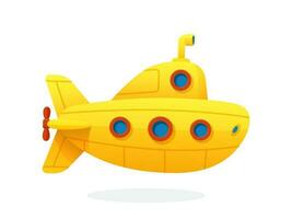 giocattolo giallo sottomarino nel piatto stile vettore