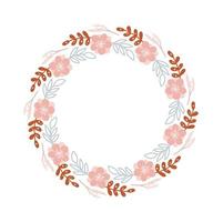 vettore colorato corona floreale circolare con fiori estivi e copia spazio bianco centrale per il vostro vettore di testo
