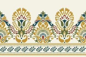 ikat floreale paisley ricamo su bianca sfondo.ikat etnico orientale modello tradizionale.azteco stile astratto vettore illustrazione.disegno per trama, tessuto, abbigliamento, avvolgimento, decorazione, pareo, stampa