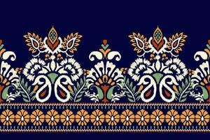 ikat floreale paisley ricamo su buio viola sfondo.ikat etnico orientale modello tradizionale.azteco stile astratto vettore illustrazione.disegno per trama, tessuto, abbigliamento, avvolgimento, decorazione, pareo