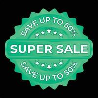 super saldi, limitato offrire e vendita distintivo, i saldi sconto etichetta, slogan, prezzo etichetta distintivo per 50 per cento sconto etichetta per digitale marketing promozione vettore