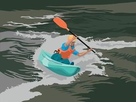 avventura in kayak sul vettore grafico illustrazione