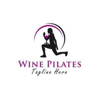 vino pilates vettore illustrazione logo