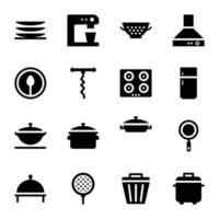 Pack di icone di attrezzature da cucina vettore
