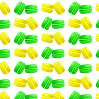 senza soluzione di continuità modello giallo e verde macarons. pendenza macarons.vettore tradizionale francese biscotti nel cartone animato style.vector illustrazione vettore