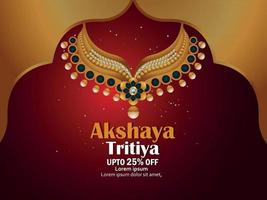 akshaya tritiya celebrazione biglietto di auguri con collana d'oro e moneta d'oro vettore