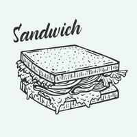 Sandwich design illustrazione nel mano disegnato nel Vintage ▾ stile vettore