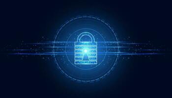 lucchetto concetto informatica sicurezza protezione informatica attacco Rete anti virus spam il malware su blu sfondo futuristico bellissimo vettore