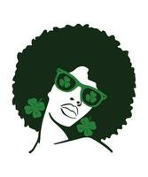 afro donne santo Patrick disordinato ciambella acconciatura africano ragazza vettore st Patrick giorno camicia Stampa modello, trifoglio tipografia design per Irlanda, Irlanda cultura irlandesi tradizionale maglietta design