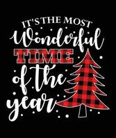è il maggior parte meraviglioso tempo di il anno allegro Natale camicia Stampa modello natale plaid modello vettore