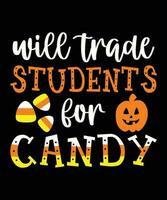 volontà commercio studenti per caramella dolce Halloween caramella zucca camicia Stampa modello vettore