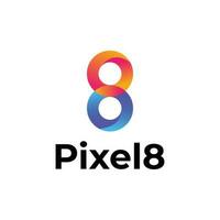 pixel 8 moderno 3d studio logo design vettore