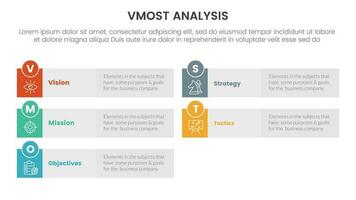 vmost analisi modello struttura Infografica 5 punto palcoscenico modello con lungo rettangolo scatola grigio sfondo informazione concetto per diapositiva presentazione vettore