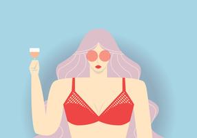 Ragazza bikini con cocktail vettore