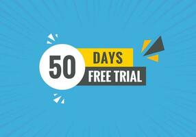 50 giorni gratuito prova bandiera design. 50 giorno gratuito bandiera sfondo vettore