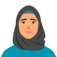 musulmano donna nel hijab. ritratto di un' giovane arabo ragazza nel semplice vestire. vettore avatar nel cartone animato stile. piatto illustrazione