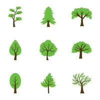 alberi piatto vettore icone impostato