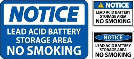 Avviso cartello condurre acido batteria Conservazione la zona, no fumo vettore