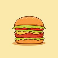 grande Manzo carne formaggio hamburger illustrazione vettore, cartone animato hamburger al formaggio illustrazione vettore