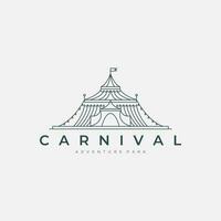 circo tenda linea arte logo vettore illustrazione modello design. carnevale icona design