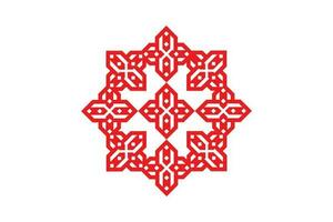 Arabo fiore nel rosso colore. vettore mandala floreale design. astratto il giro simbolo. presto slavo simboli. spirituale cultura. vettore etnico ucraino minimalista modello su un' bianca sfondo