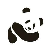 elegante addormentato panda logo su nero e bianca vettore