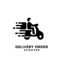 semplice scooter consegna corriere nero icona logo design vettore