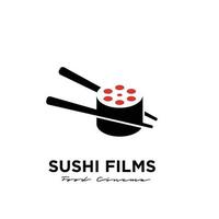 Sushi film studio film di produzione di film logo design icona vettore illustrazione
