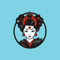 giapponese geisha personaggio vettore logo