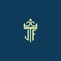 jf iniziale monogramma scudo logo design per corona vettore Immagine