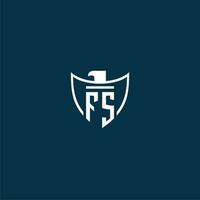 fs iniziale monogramma logo per scudo con aquila Immagine vettore design