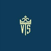 vs iniziale monogramma scudo logo design per corona vettore Immagine