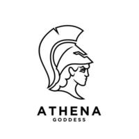 premium athena the goddess black vector icon line logo illustration design
