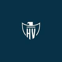 hv iniziale monogramma logo per scudo con aquila Immagine vettore design