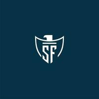 sf iniziale monogramma logo per scudo con aquila Immagine vettore design