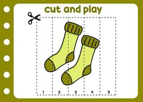 tagliare e giocare il calzino. bambini formazione scolastica gioco vettore