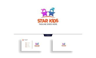 illustrazione di vettore del modello di logo di idea creativa dei bambini della stella con il vettore del biglietto da visita