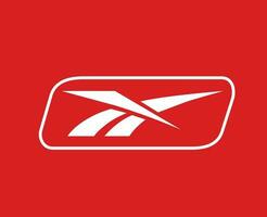reebok marca logo design bianca simbolo icona astratto vettore illustrazione con rosso sfondo