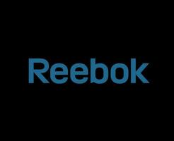 reebok marca logo nome design blu simbolo icona astratto vettore illustrazione con nero sfondo