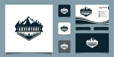 Vintage ▾ montagna logo e illustrazione semplice design logo modello con attività commerciale carta design premio vettore