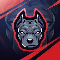 logo della mascotte esport della testa di pitbull vettore