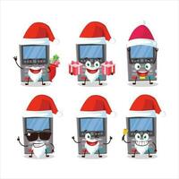 Santa Claus emoticon con grigio pagamento terminale cartone animato personaggio vettore