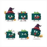 Halloween espressione emoticon con cartone animato personaggio di verde portafoglio vettore