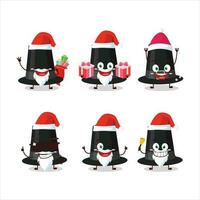 Santa Claus emoticon con nero pellegrini cappello cartone animato personaggio vettore