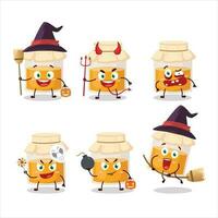 Halloween espressione emoticon con cartone animato personaggio di bianca miele vaso vettore