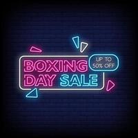 vettore del testo di stile delle insegne al neon di vendita di boxing day